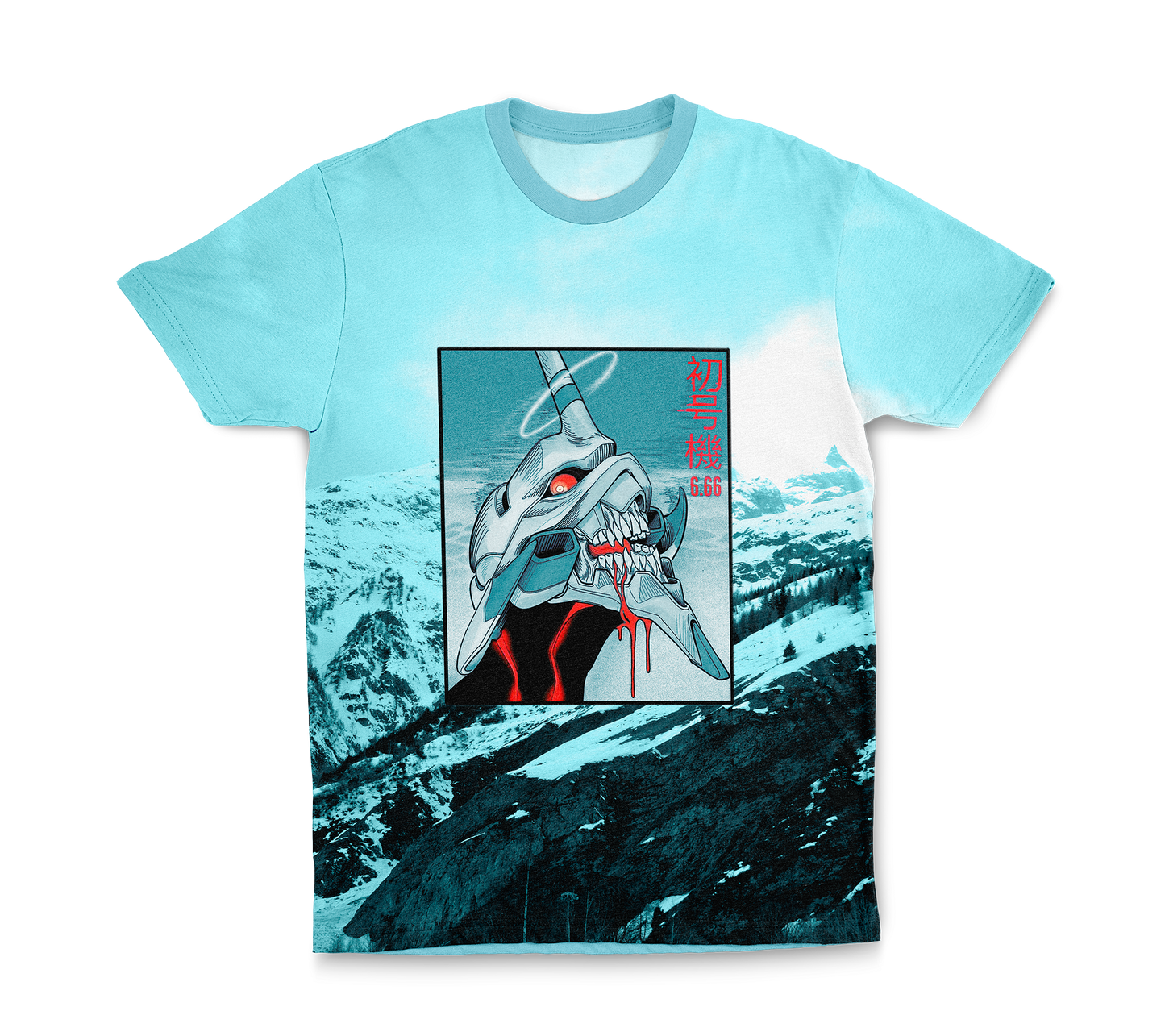 Remera Evangelion Celeste