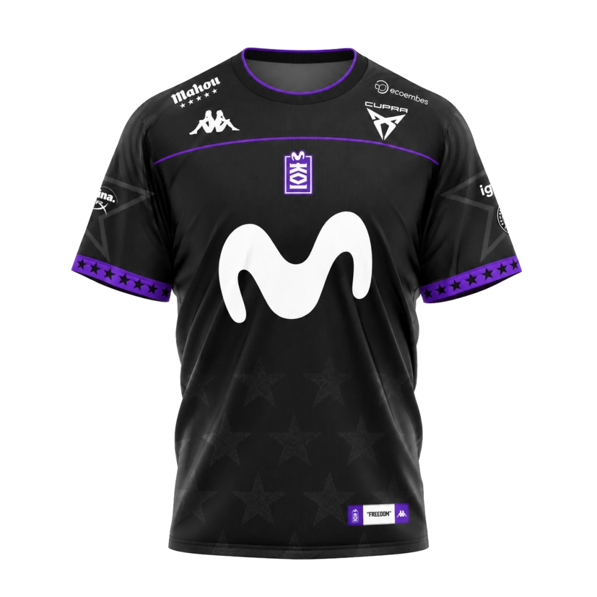 Camiseta KOI negra con detalles morados
